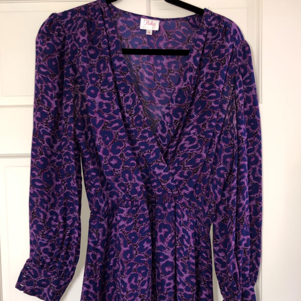 Parker Leopard Print Long Sleeve Dress - Purple